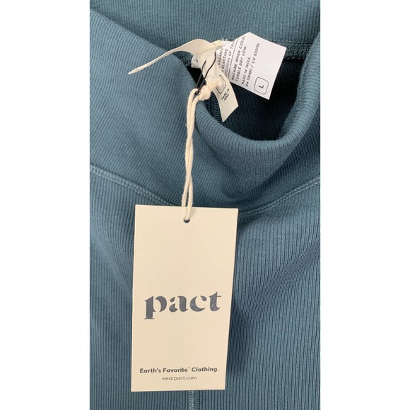Pact Womens Organic Cotton Stretch Rib Bootcut Leggings Large Ore Blue New - Picture 9 of 10